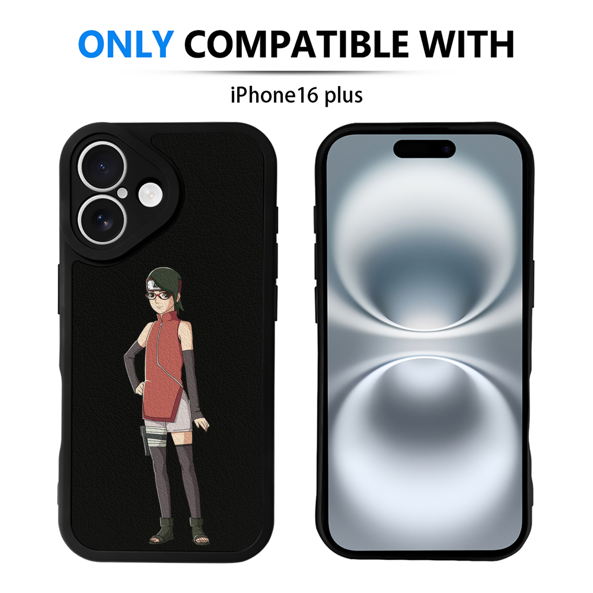 （画像用） NARUTO -ナルト- うちは サラダ Uchiha Sarada 【iPhone 16シリーズ対応】シリコンスマホケース（レザー調） 材質：シリコン